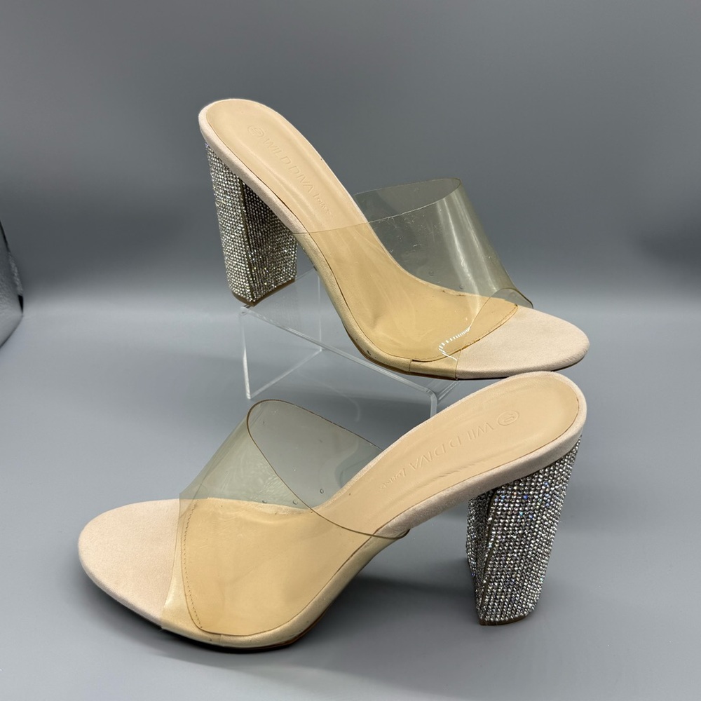 WILD DIVA Elegant Beige and Silver Women's Heels